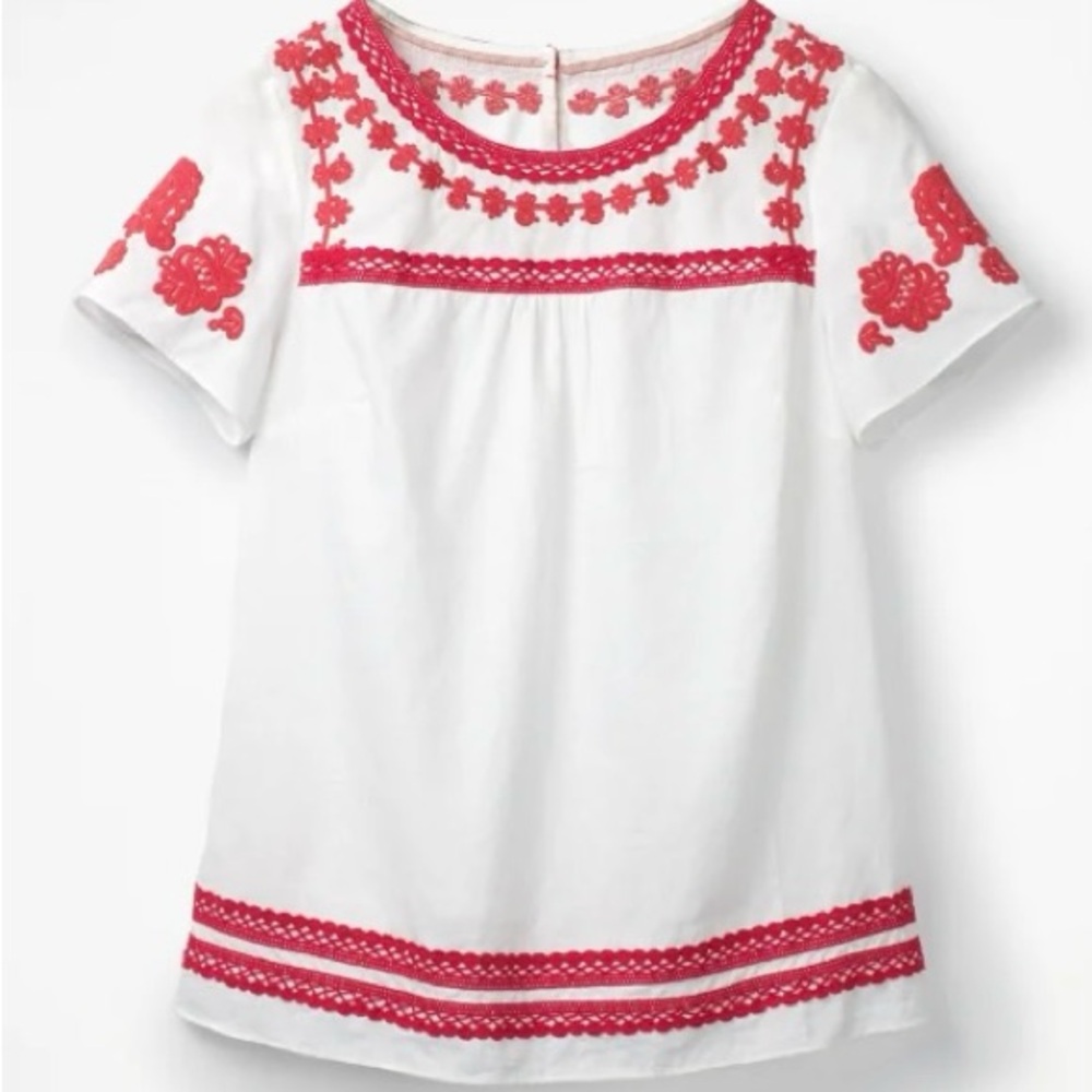 Boden Cornelia Linen Embroidered Top